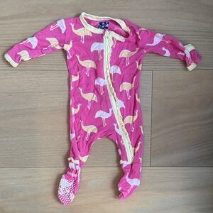 Kickee Pants Pink Flamingo Kids One Piece - Size 0-3M.